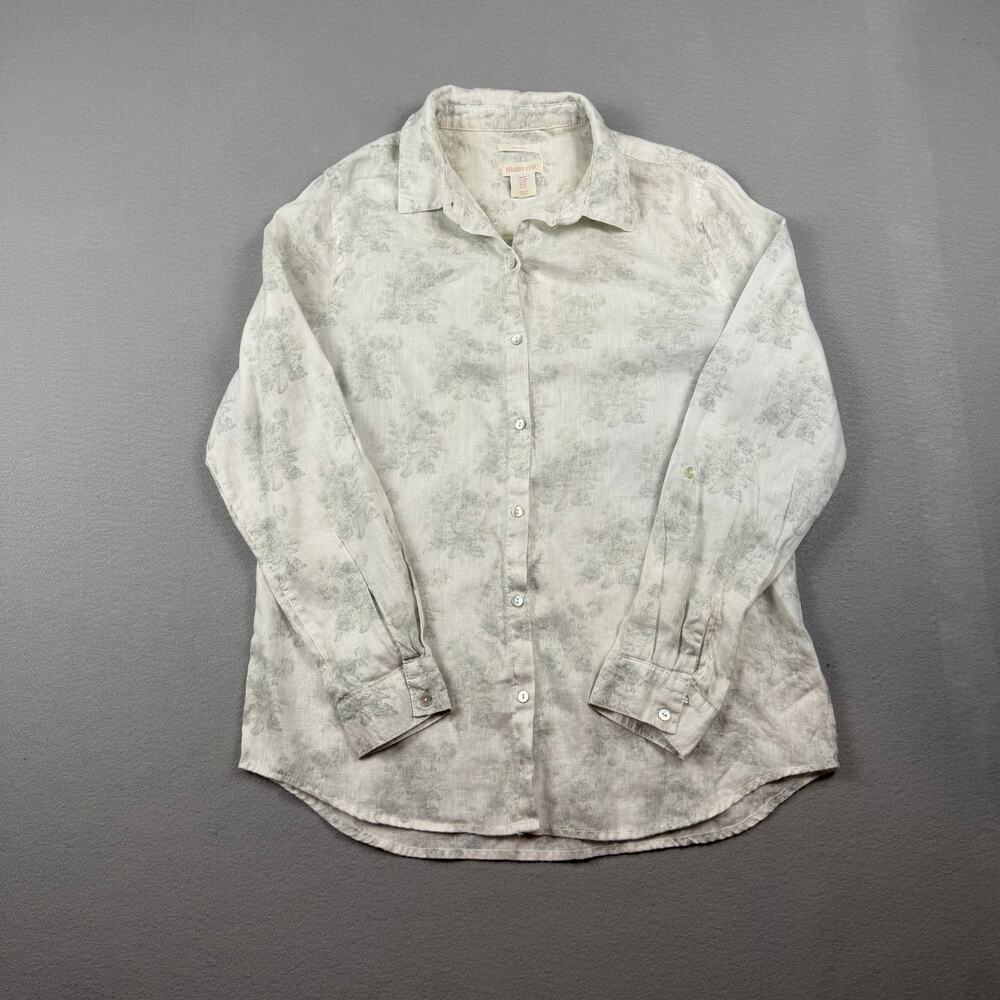 Shabby Chic 100% Linen Floral Shirt Medium